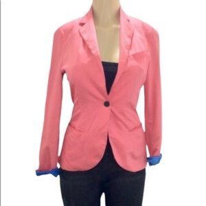 Bershka Classic Single Button Fitted Blazer Welt Pockets Salmon Pink Medium EUC